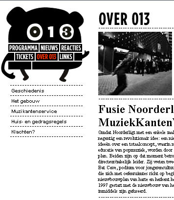013, Screenshot van de nieuwe website